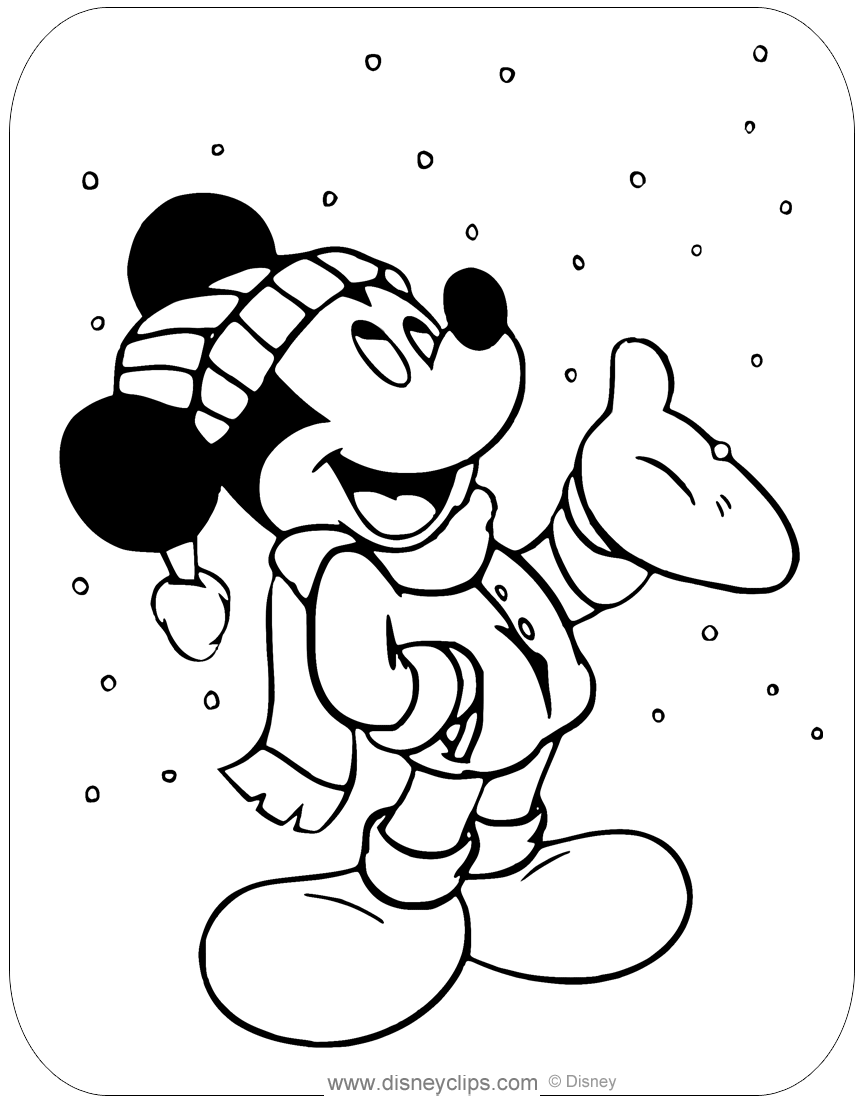 Mickey mouse winter coloring pages