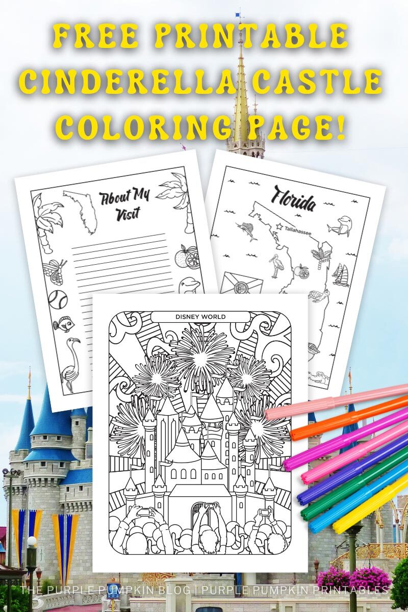 Free walt disney world cinderella castle loring page printable