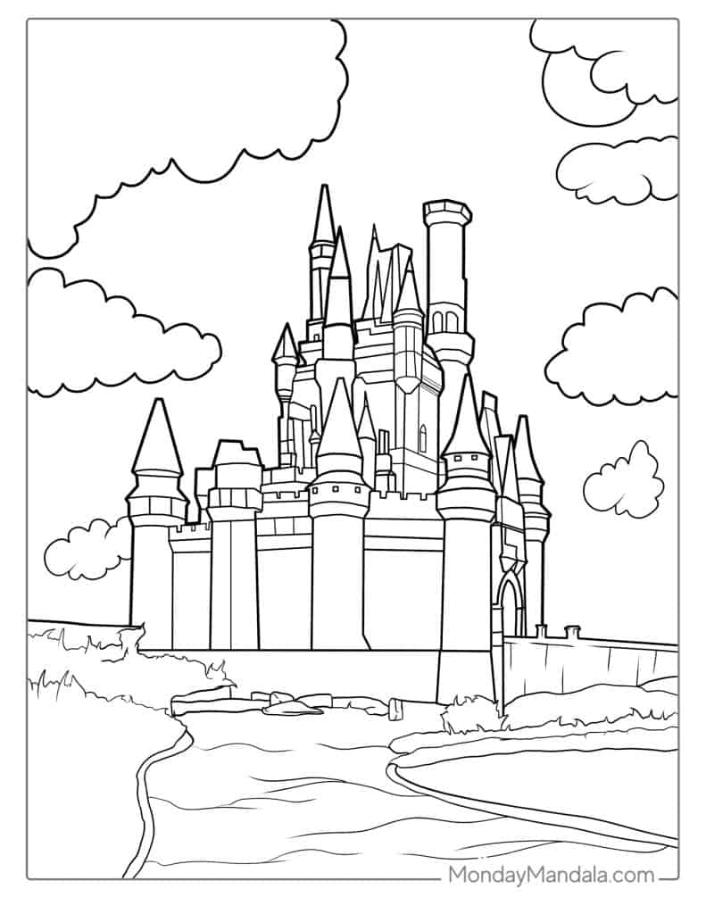 Castle coloring pages free pdf printables