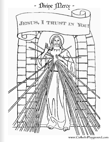 Divine mercy coloring page â catholic playground