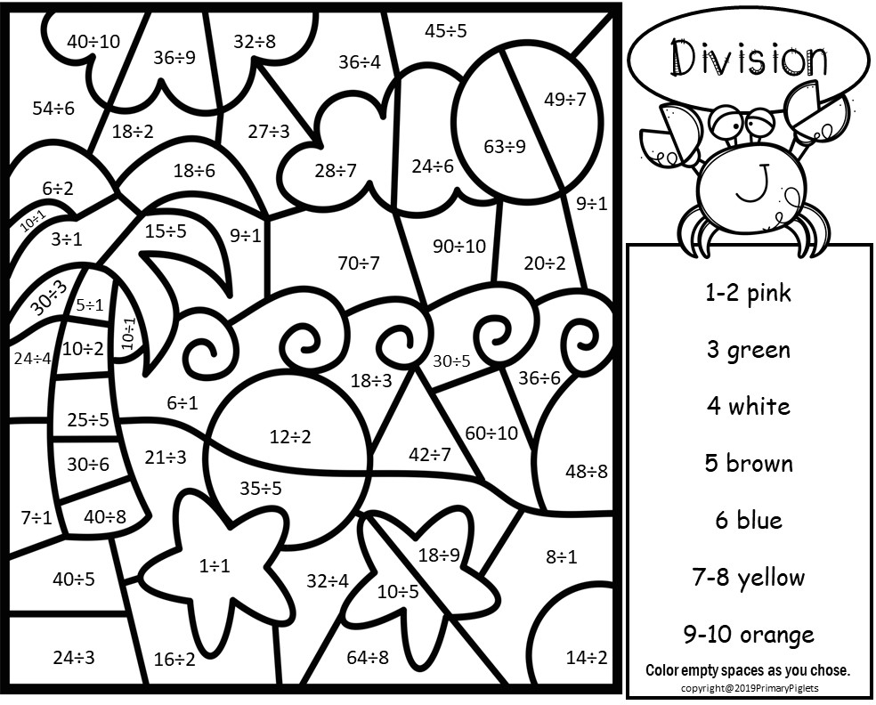 Color by number division ocean set made by teachers