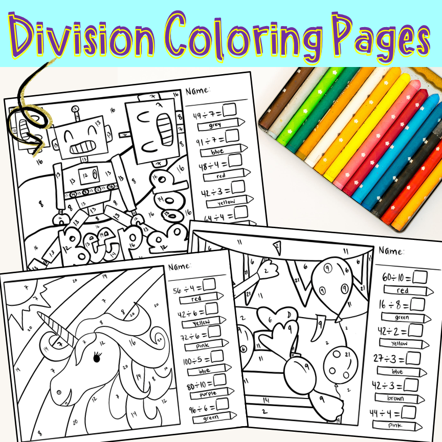 Division coloring pages made by teachers