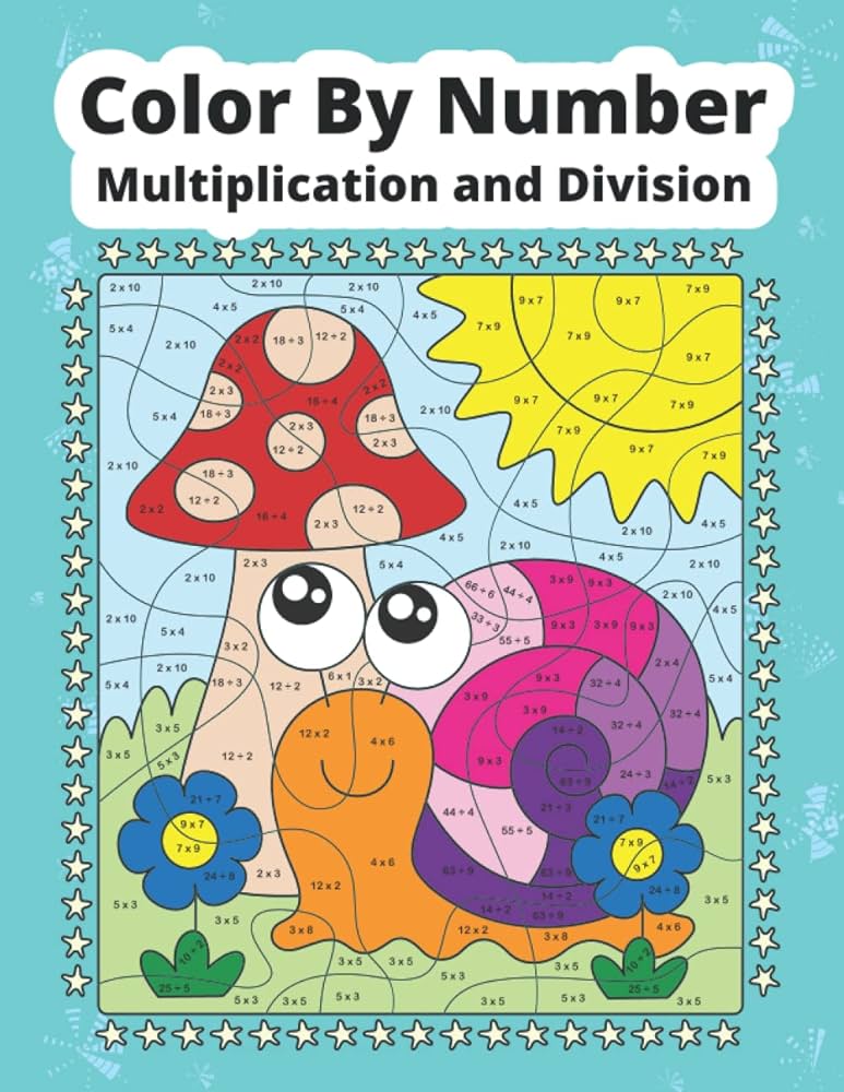 Lor by number multiplication and division math loring book for kids medulara books