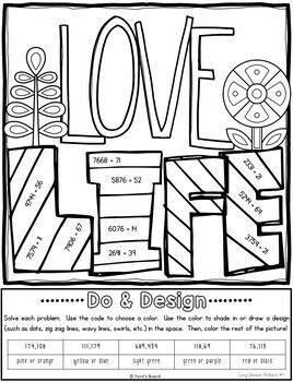 Division color by number long division worksheets long division practice