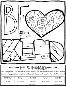 Division color by number long division worksheets long division practice