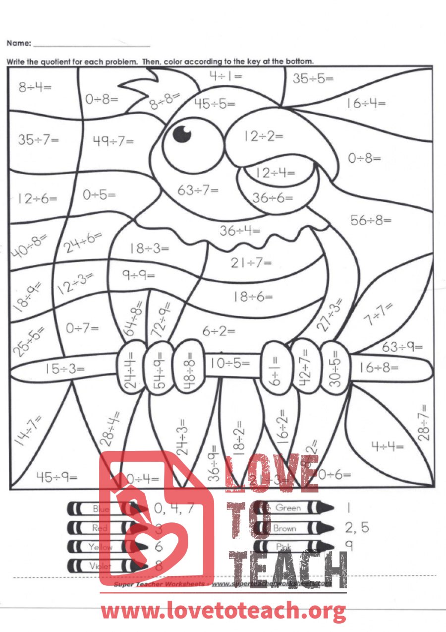 Division coloring sheet