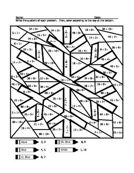 Snowflake division coloring sheet math coloring worksheets coloring sheets division facts