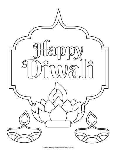 Happy diwali coloring pages printable mrs merry