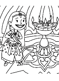 Diwali free coloring pages