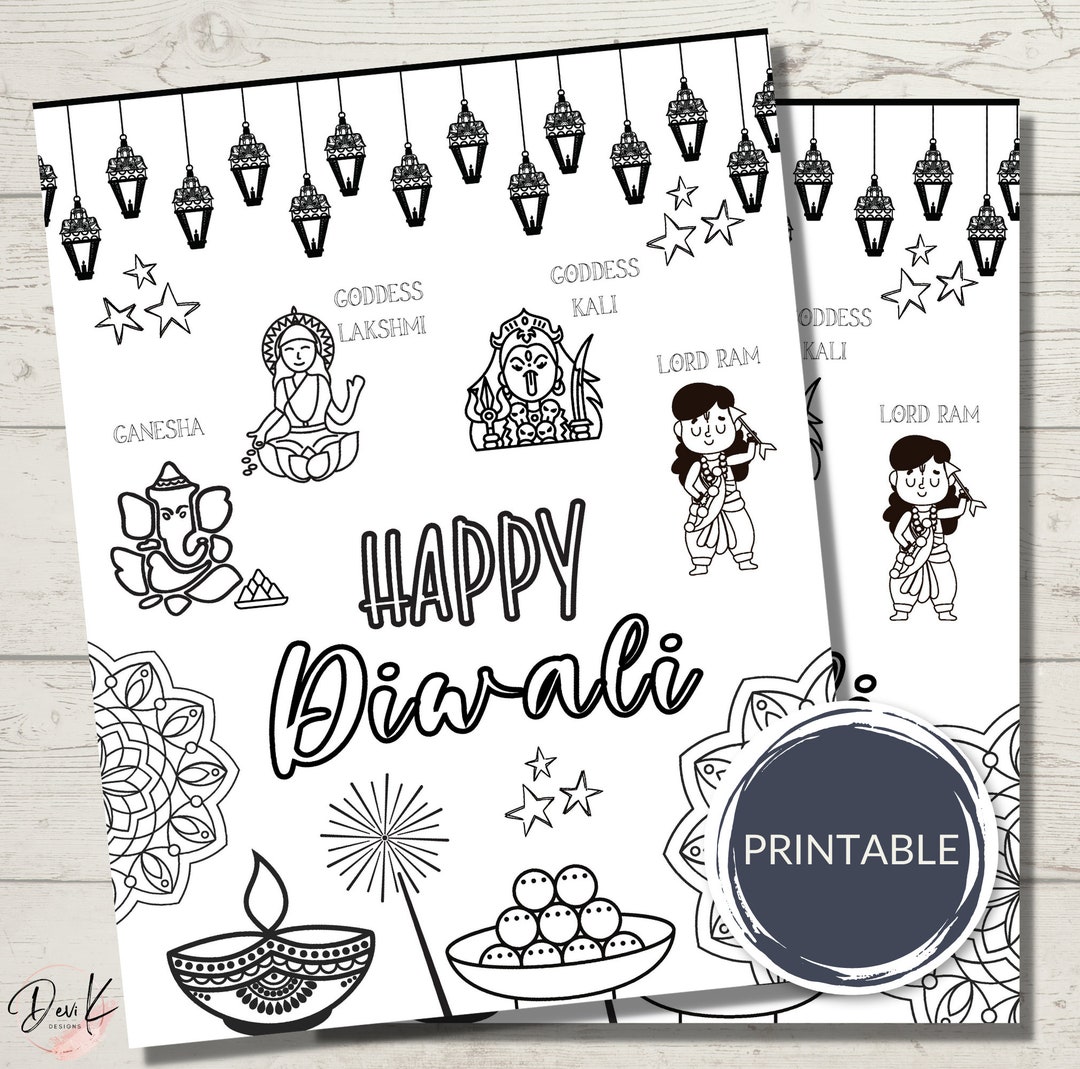 Diwali coloring page for kids diwali for children diwali activity colouring page printable instant digital download