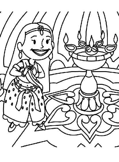 Diwali free printable coloring page for kids