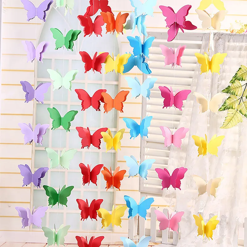 M long papercard d butterfly props paper garland diy party banner deration