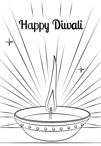 Diwali diya coloring page diwali for kids diwali greetings diwali colours