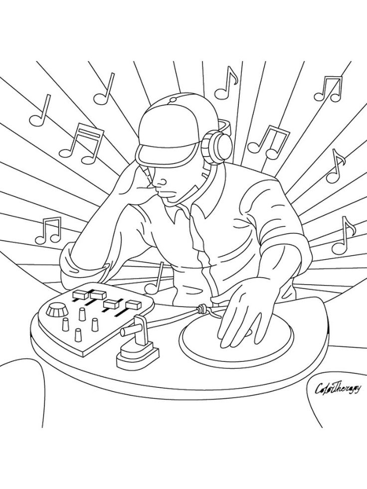 Get groovy with this dj coloring page