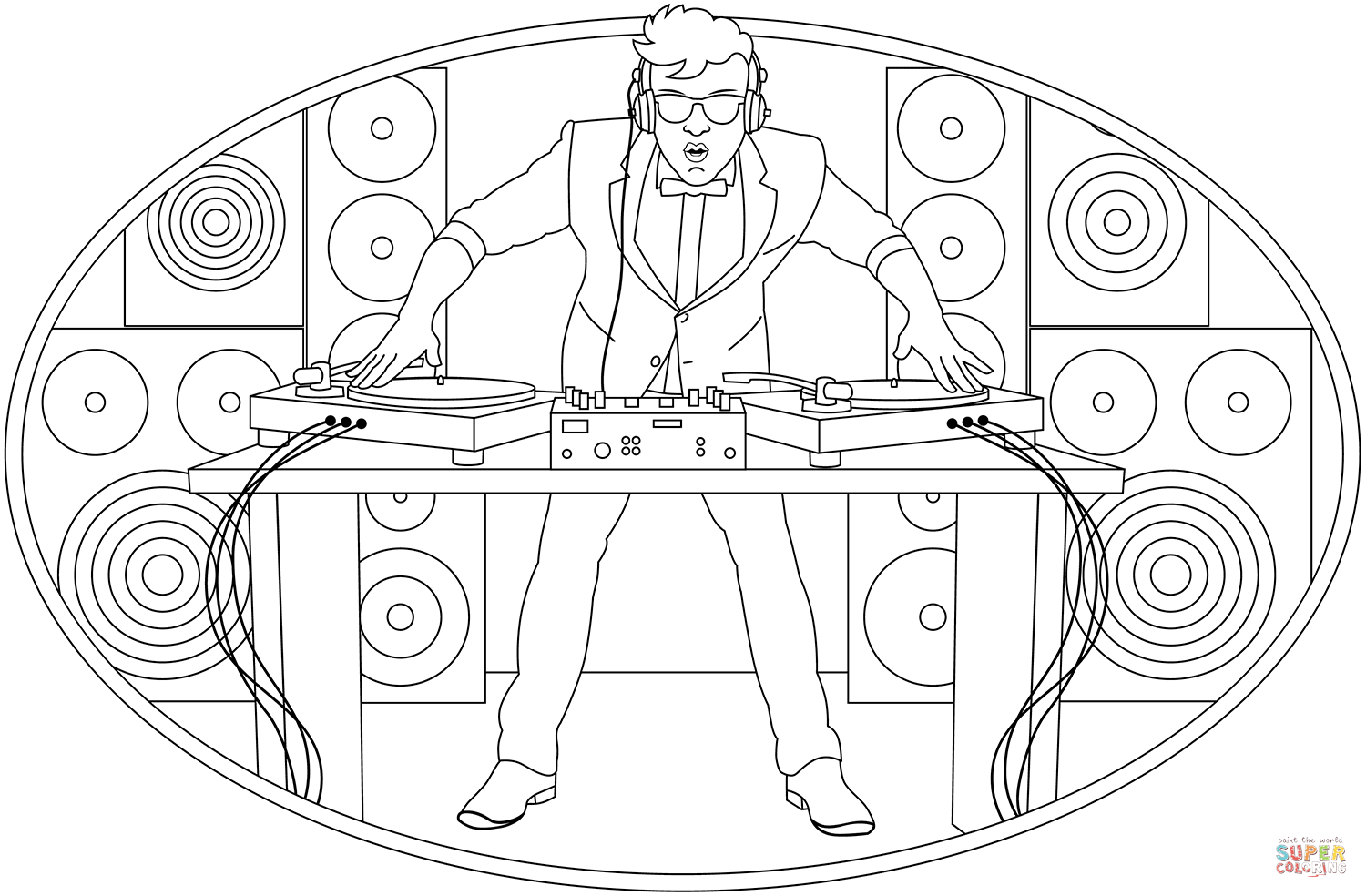 Dj coloring page free printable coloring pages