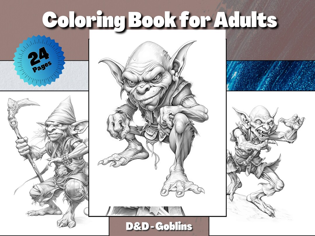 Goblins coloring pages for adults grayscale coloring book download grayscale illustration printable pdf file dd digital download