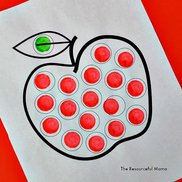 Apple dot painting dot marker printable