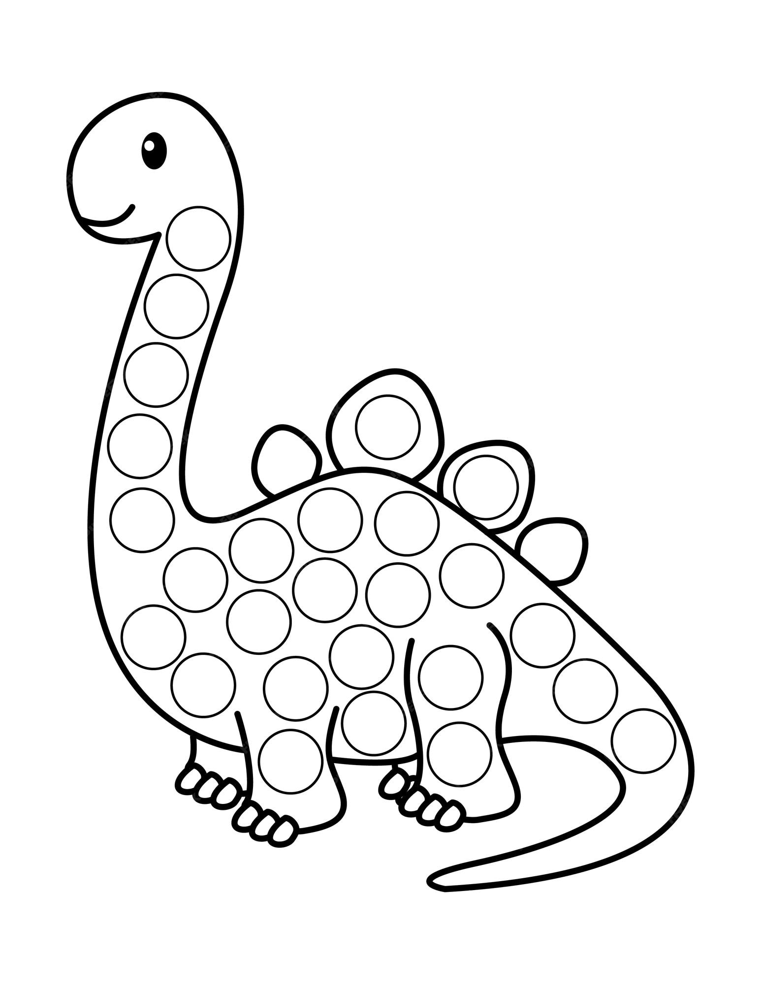 Premium vector do a dot activity dot marker coloring pages dot marker dinosaur coloring page for kids