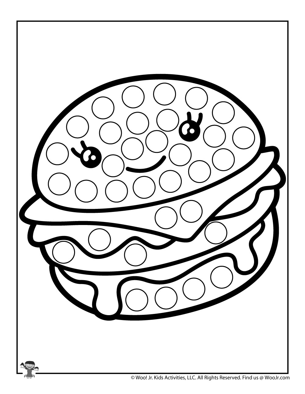 Cute food dot coloring pages woo jr kids activities childrens publishing