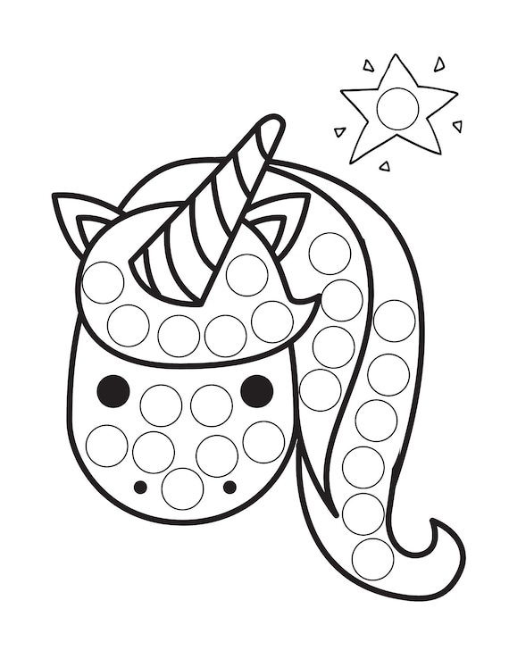 Unicorn dot marker coloring pages printable pdf coloring activity pages for kids unicorn dot coloring pages unicorn do a dot painting