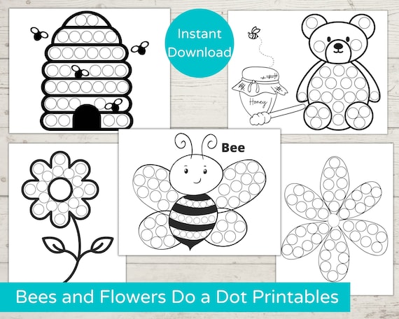 Bees and flowers dot marker printables do a dot printable