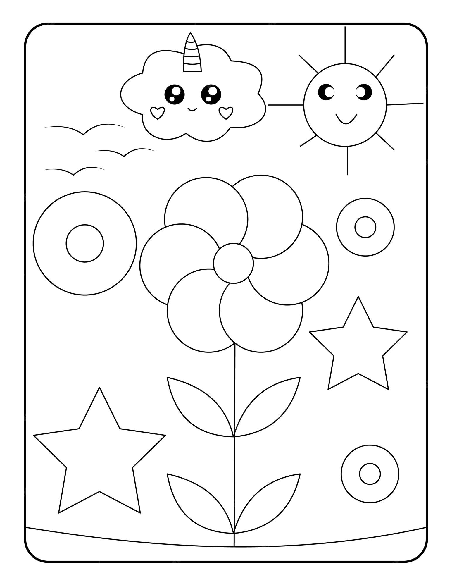 Premium vector flower coloring pages for kids