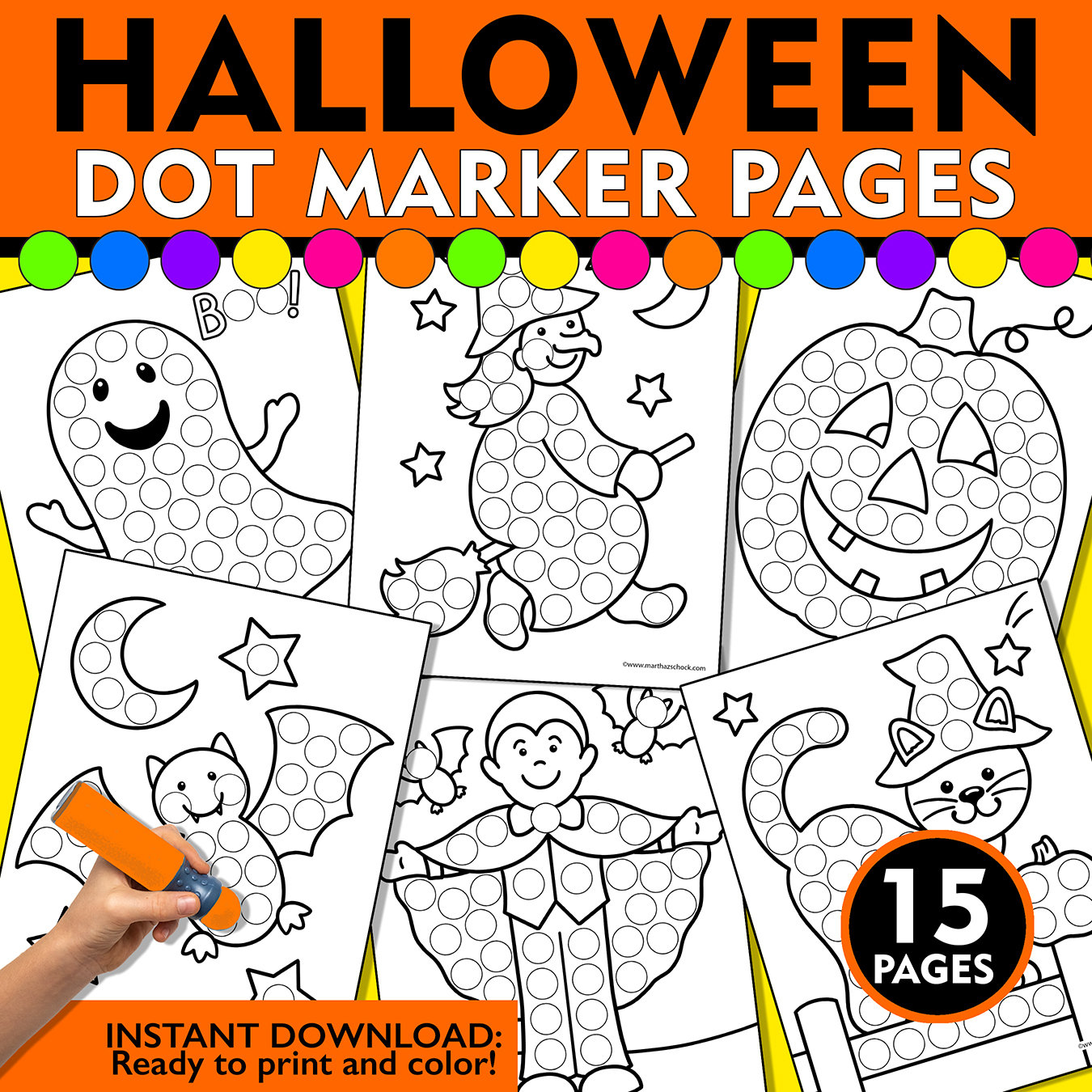 Halloween dot marker printable halloween do a dot fine motor activity halloween coloring pages halloween instant download activity