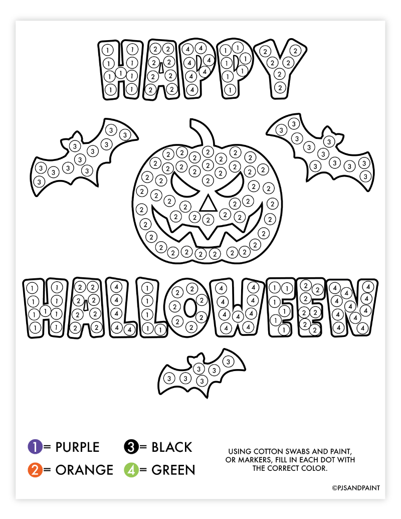 Halloween dot painting page