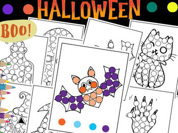 Halloween dot marker coloring pagebingo spooky characters teaching resources