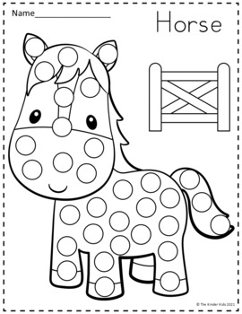 Farm animals dot markers coloring pages by the kinder kids tpt