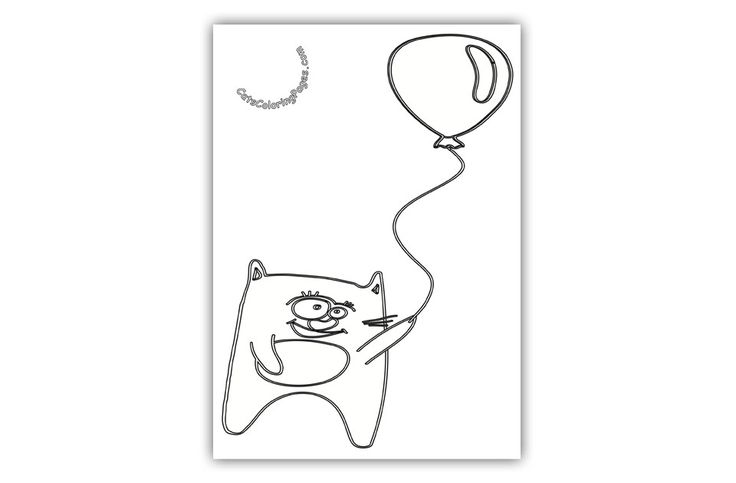 Cat with balloon coloring page coloring pages cat coloring page balloons