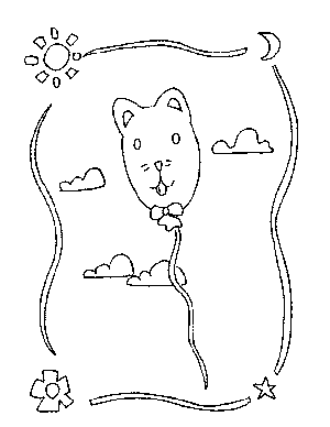 Cat balloon coloring page