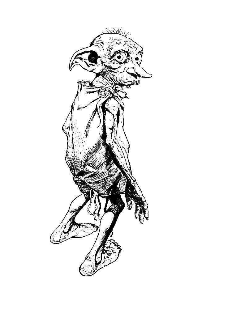 Online coloring pages coloring page dobby harry potter download print coloring page