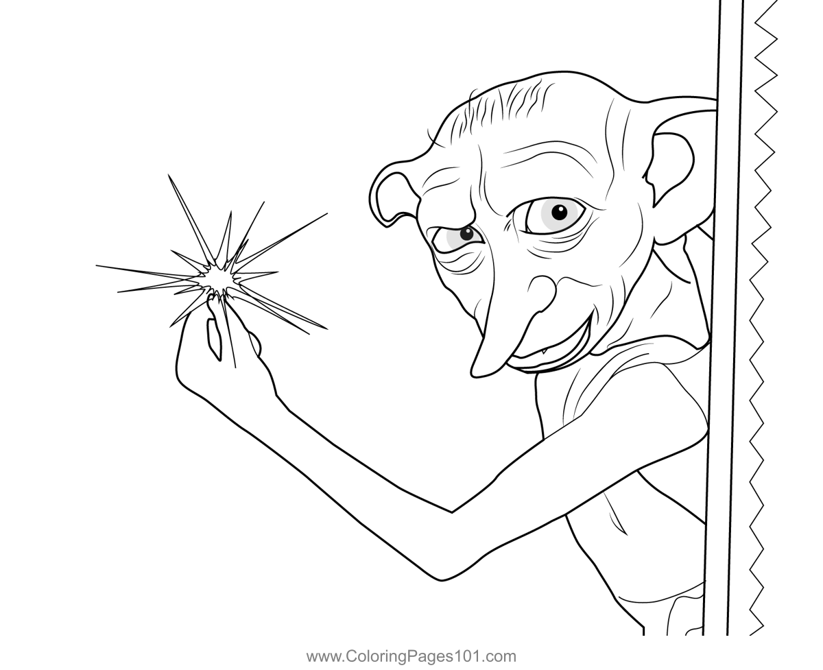 Dobby harry potter coloring page for kids