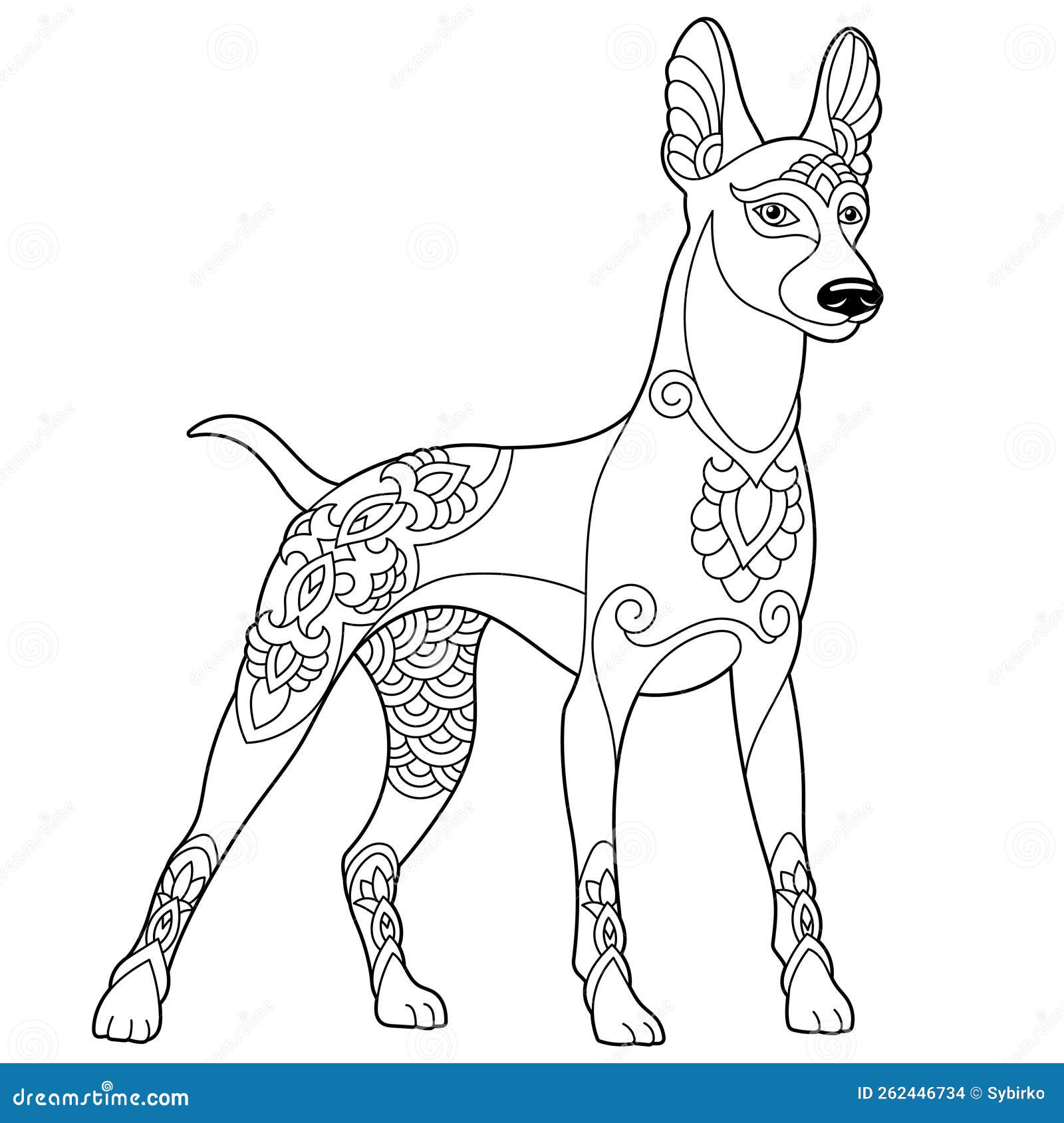 Doberman dog coloring page stock vector illustration of ornament