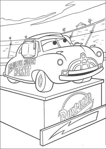 Doc hudson on a pedestal coloring page from disney cars category select from printable craâ disney coloring pages cars coloring pages cool coloring pages