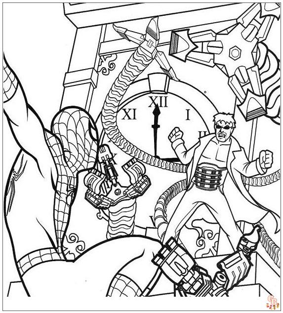 Dr octopus vs spider man coloring pages â fã gratis utskriftssider