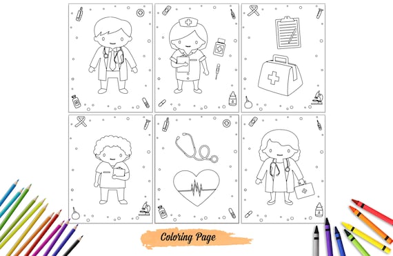 Doctor coloring page digital coloring page printable coloring sheet instant download