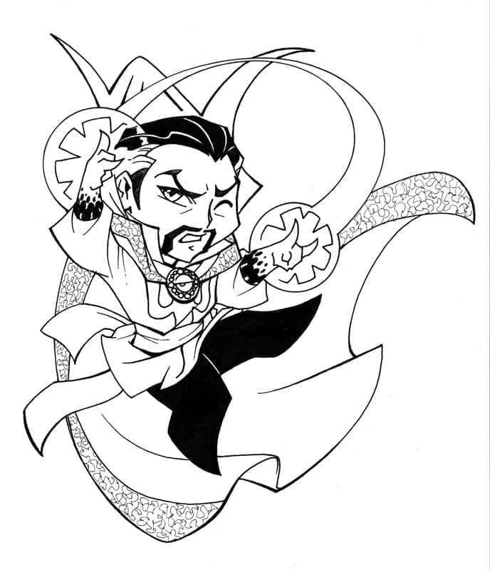 Chibi doctor strange coloring page