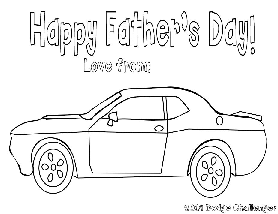 Happy fathers day a dodge challenger coloring page â cookies racecars