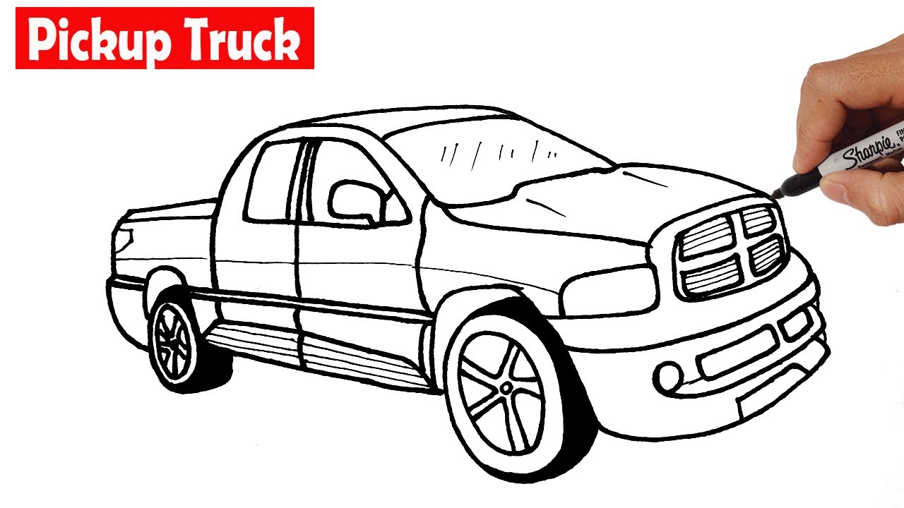 How to draw ra pickup truck