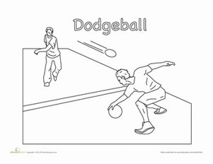 Dodgeball coloring sheet worksheet education sports coloring pages coloring pages online coloring pages