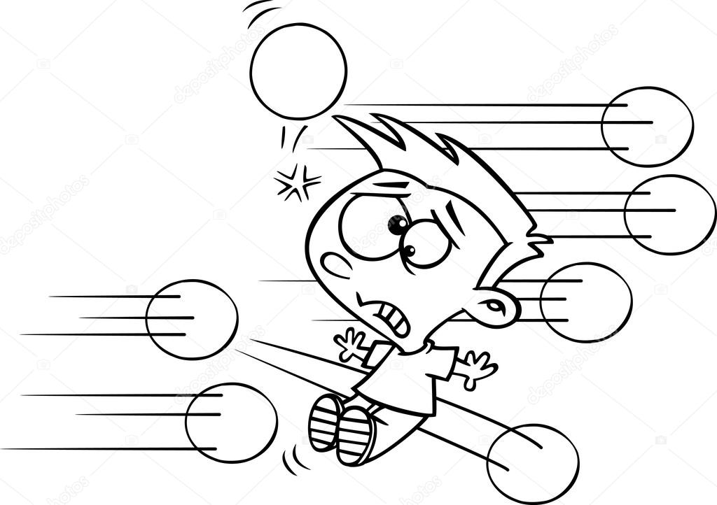 Cartoon boy playing dodgeball stock vector by ronleishman