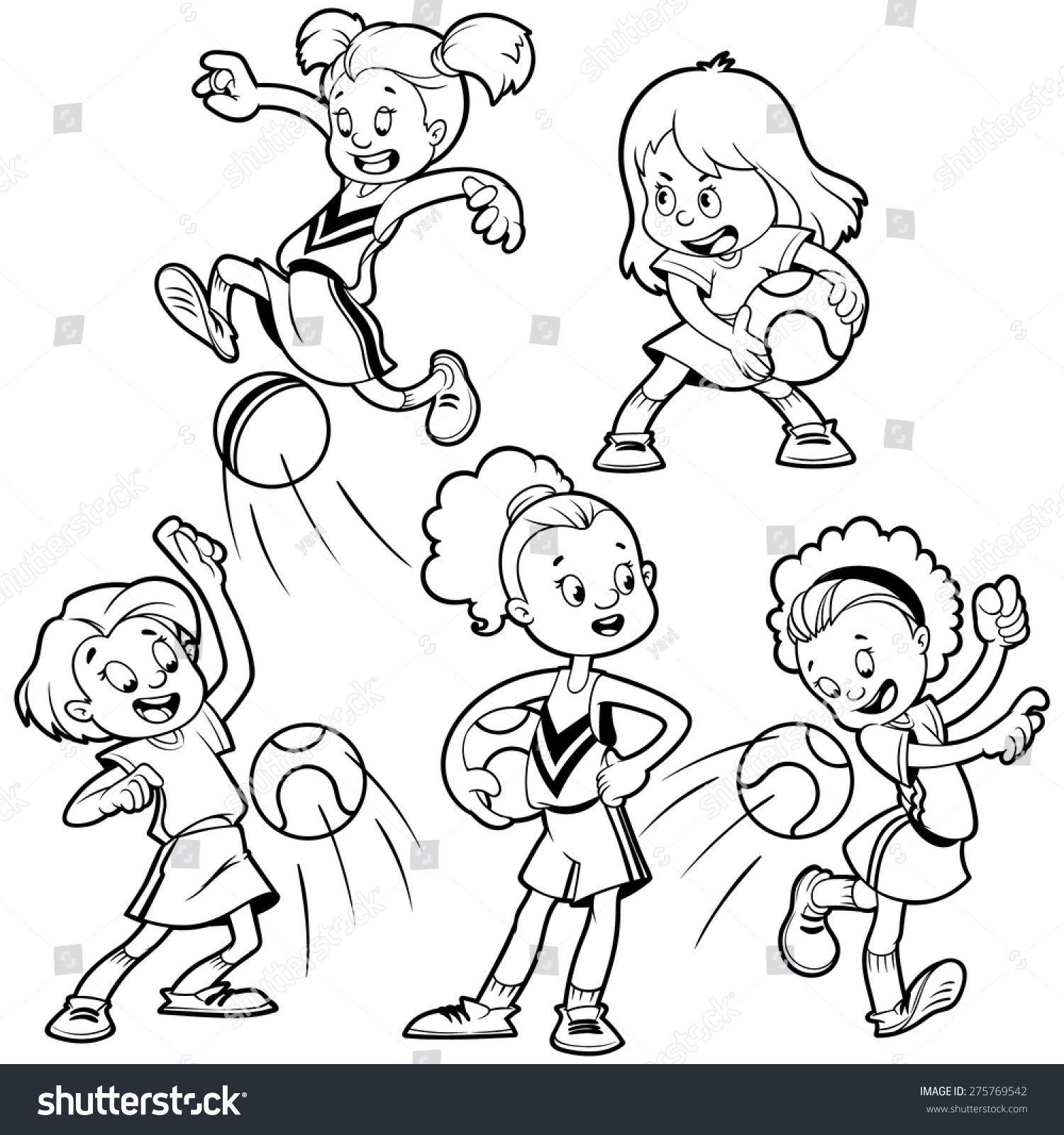 Cartoon kids playing dodgeball vector clip stock vector royalty free