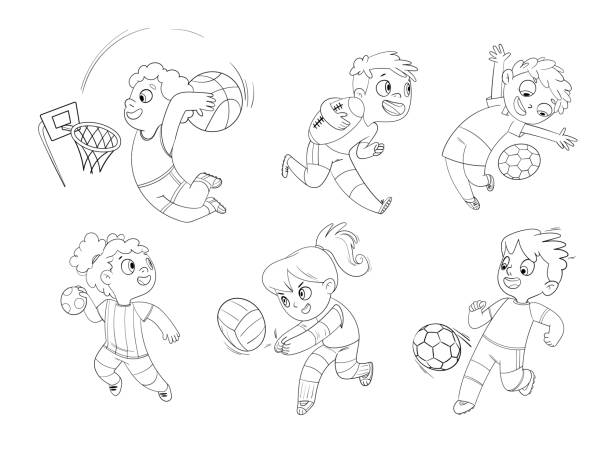Team sport set volleyball football basketball rugby handball dodgeball stock illustration