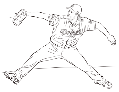 Clayton kershaw coloring page free printable coloring pages