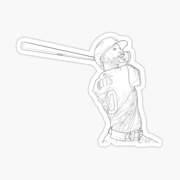 Mookie betts dodgers baseball player coloring book page sticker for sale by alienpharaoh