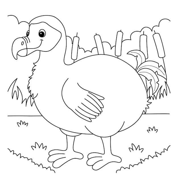 Premium vector dodo animal coloring page for kids