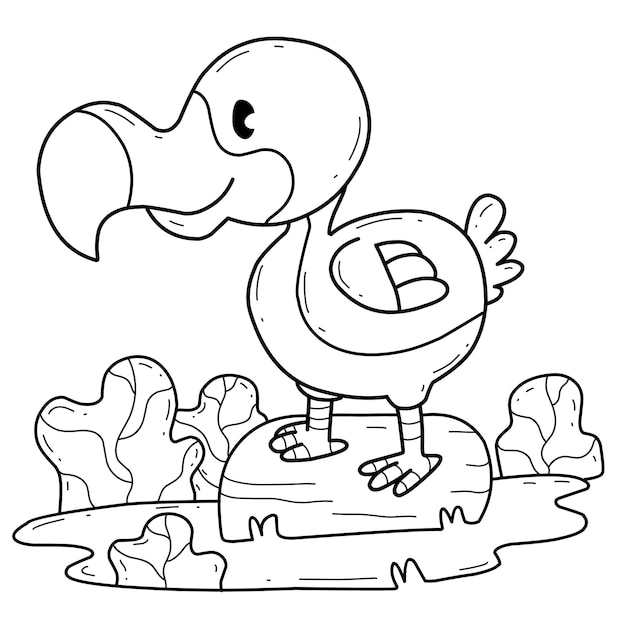 Premium vector animals coloring book alphabet isolated on white background vector cartoon dodo bird