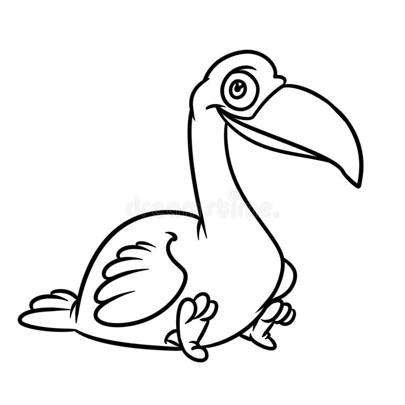 Dodo bird animal character cartoon coloring page stock illustration